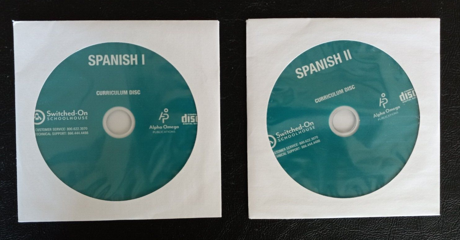 Switched on Schoolhouse - SPANISH I & SPANISH II Lot New & Barely Used