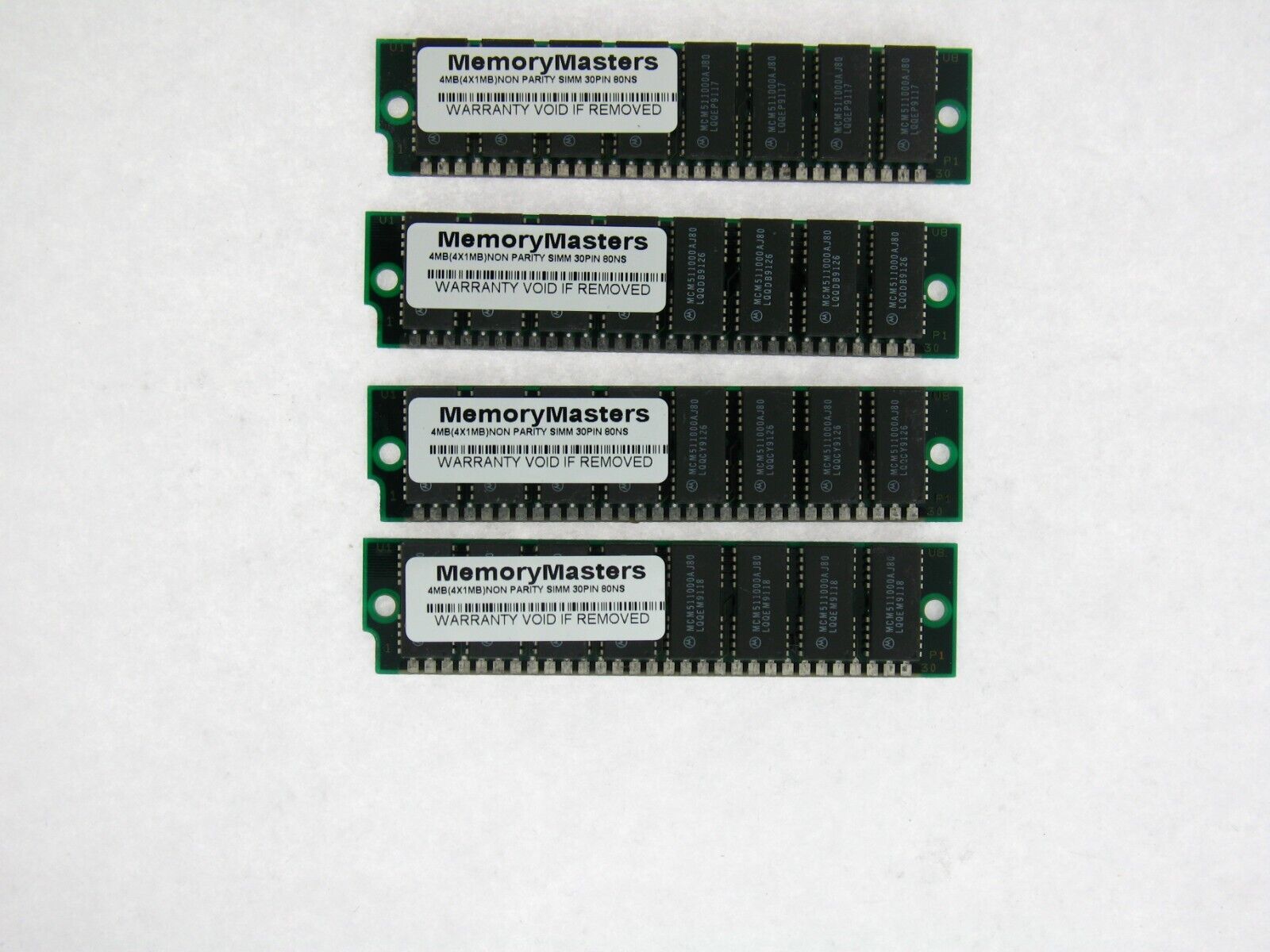 4x 1MB 30-Pin 80ns Non-Parity FPM Memory SIMMs 4MB Apple Macintosh SE Plus II