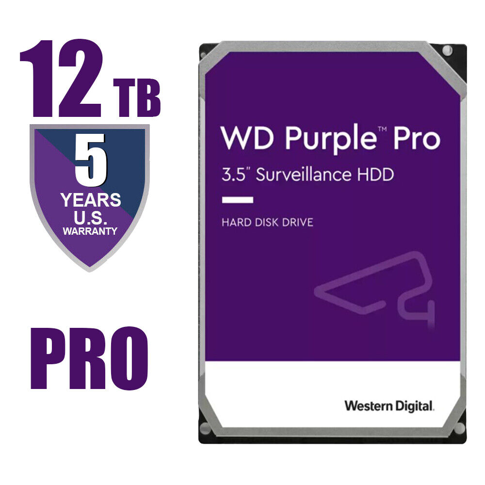 WD Purple Pro 12TB Internal Hard Drive 256 MB Surveillance 7200 RPM WD121PURP