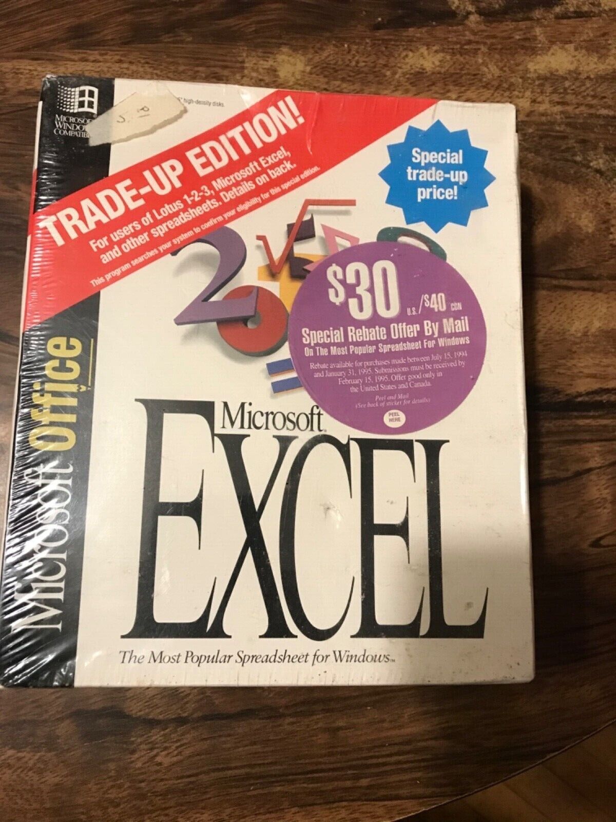 Vintage Microsoft Office Excel Trade-Up Edition 1994 MS-DOS Win3.1 