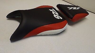 Yamaha 1999 00 01 02 Yzf R6  Black Cf/Red/White Custom Front & Rear Seat Covers