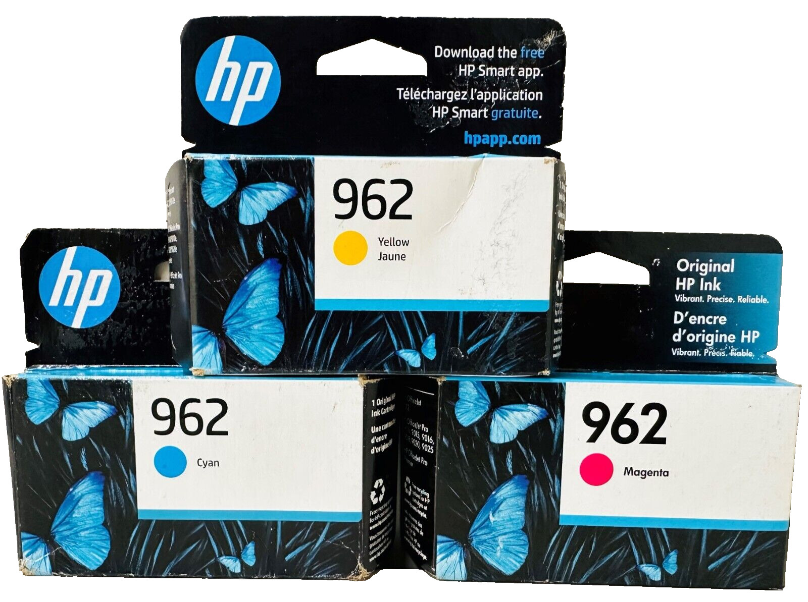 New Genuine HP 962 Cyan Magenta Yellow Ink Cartridges No Box Exp. 2025