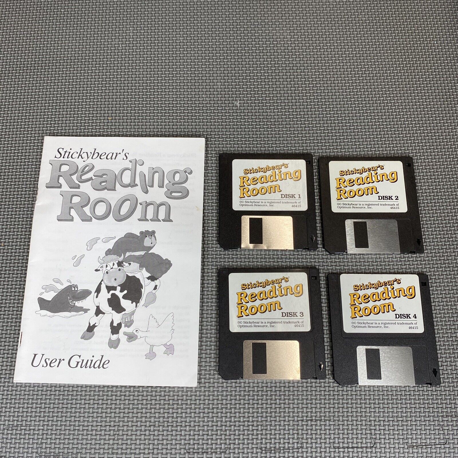 Stickybears Reading Room 4 Disk Macintosh Mac PC Childrens Learning Game Vintage