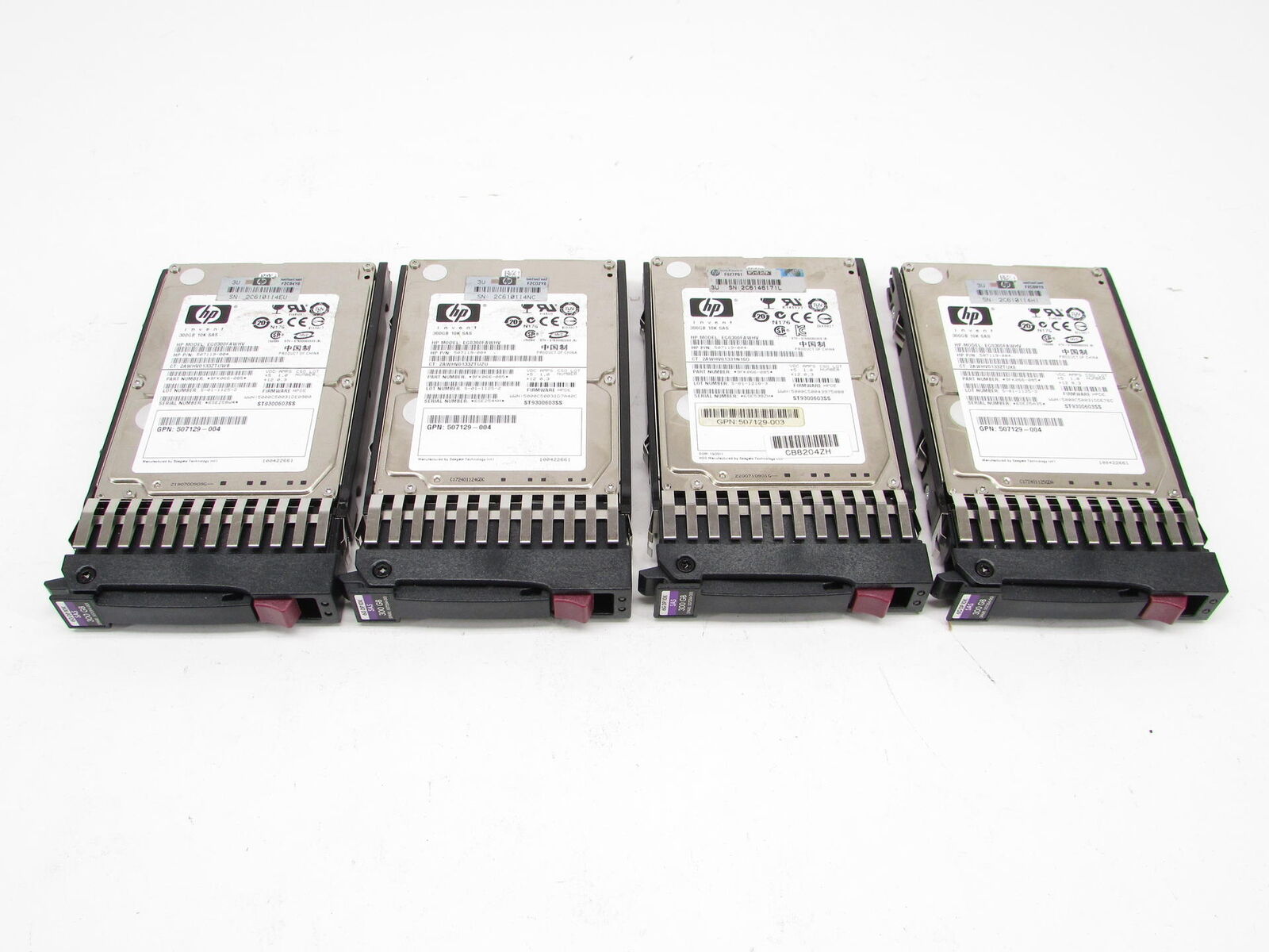 4x HP 507129-004 300GB 10k 16MB SAS 6Gb/s 2.5 HDD Hard Drive Lot of 4