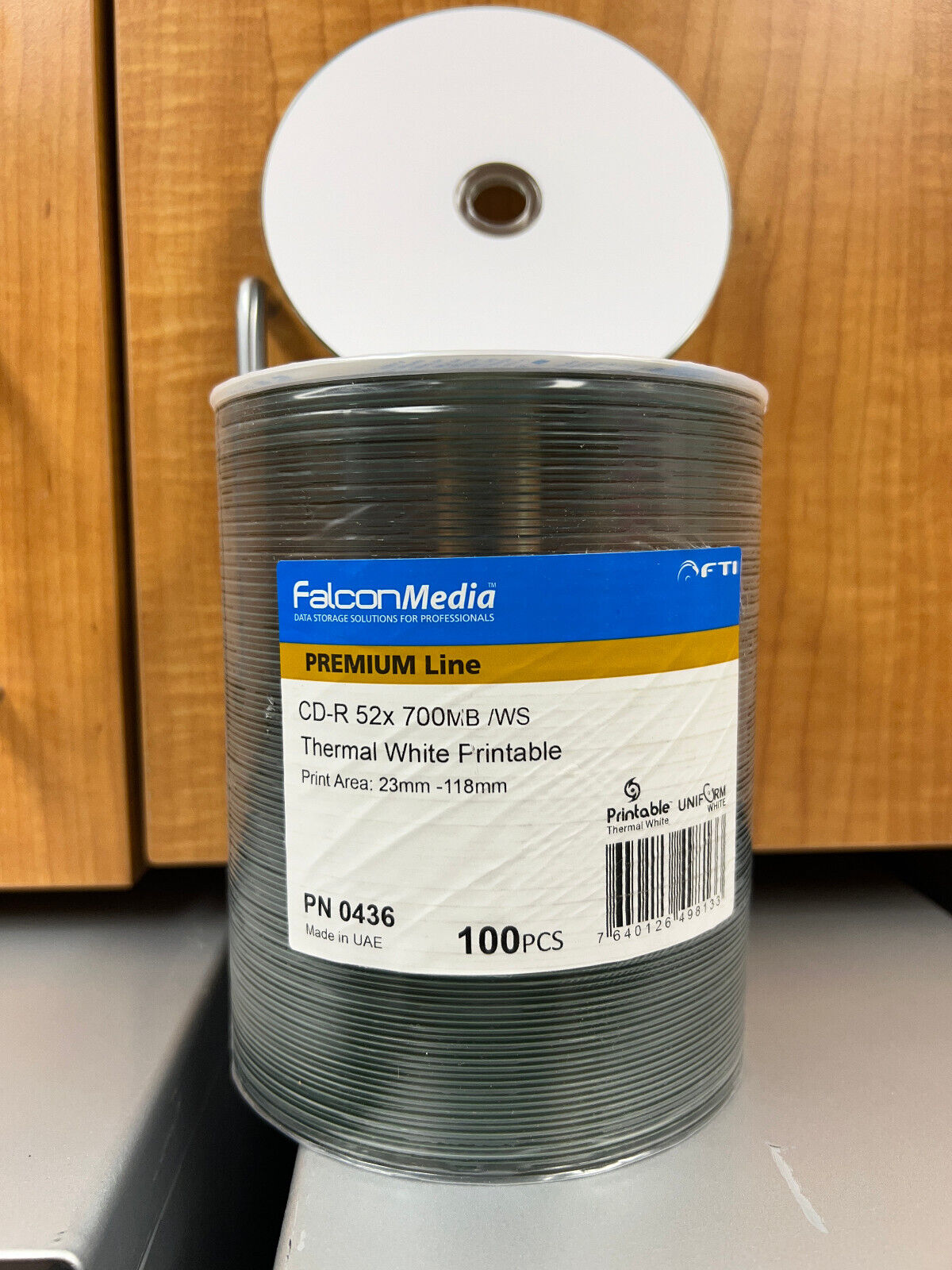 Falcon Media Premium Quality Blank CDs - CD-R White Thermal Printable 52x 700MB 