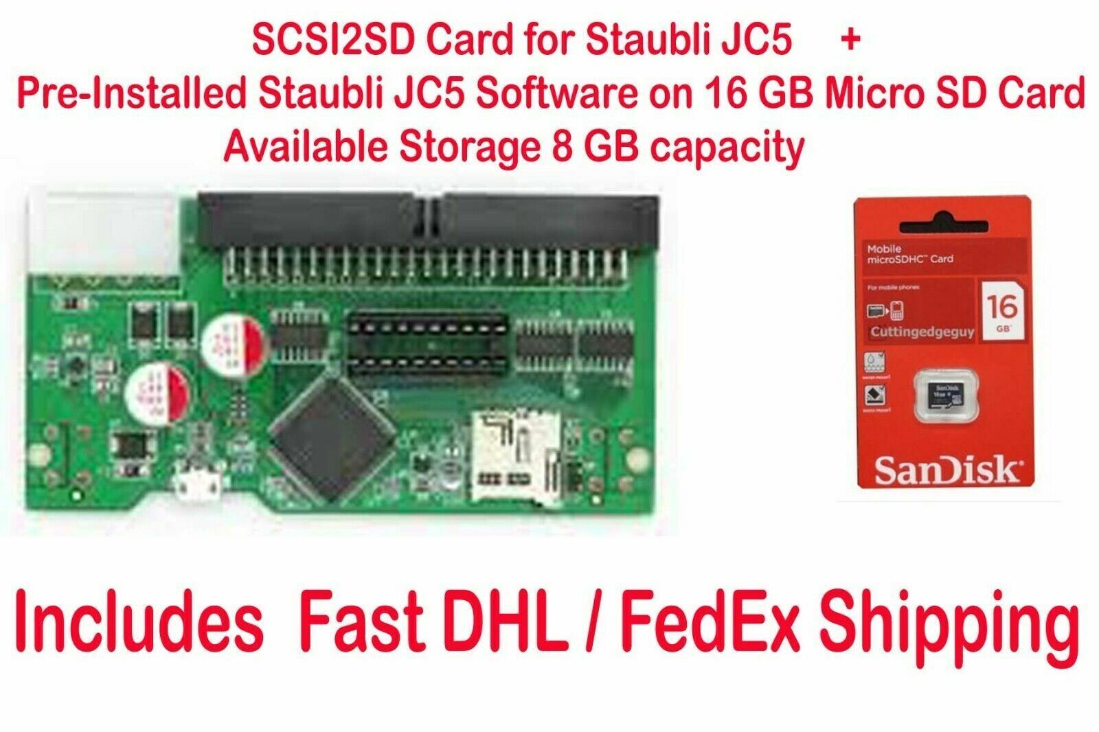 SCSI2SD 50Pin SCSI Hard to Micro Sd Converter+8gb PreInstalled OS Staubli JC5