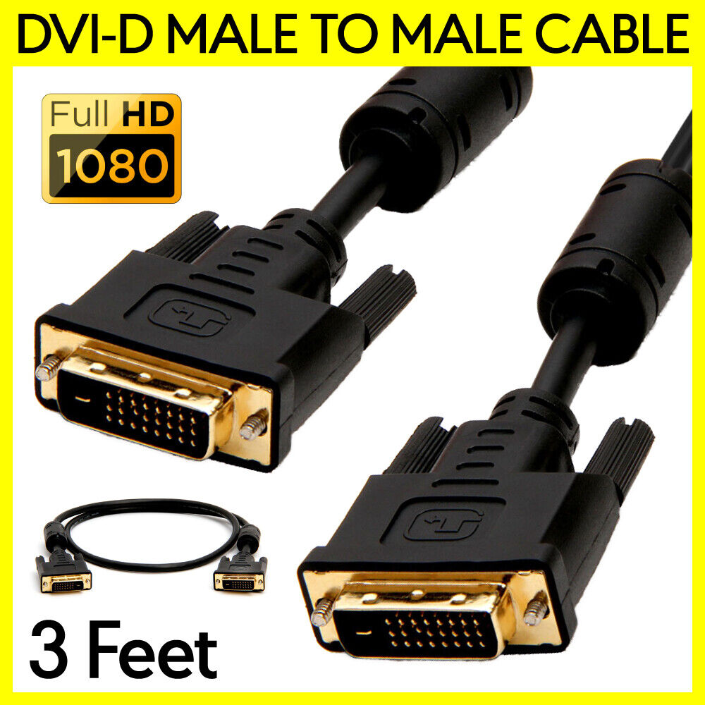 DVI Cable 3 Feet DVI-D Male to Male Monitor Cord for PC Projector Display LCD TV