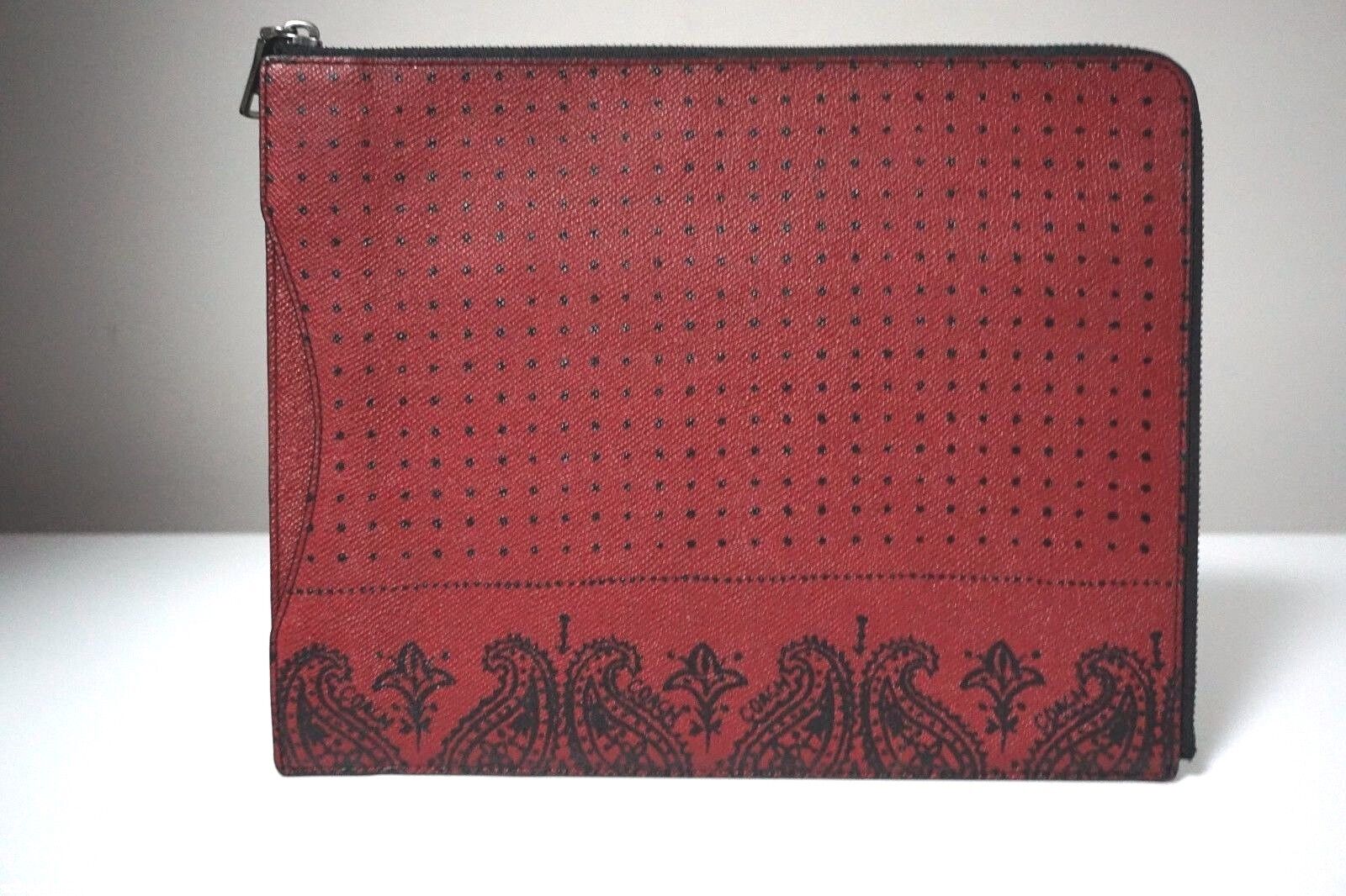 Coach Crossgrain Leather Red Bandit Printed Slim Zip Tablet Case Folio F63321