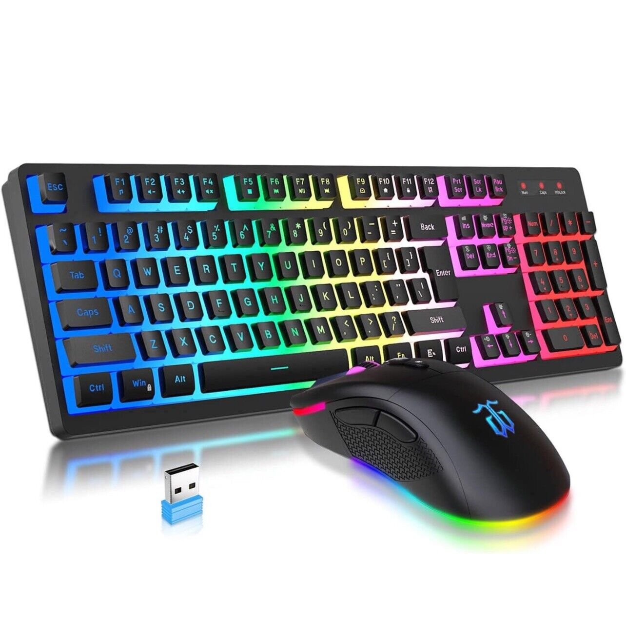 Full Size Wireless Gaming Keyboard and Mouse Combo, RGB Rechargeable 3000mAh