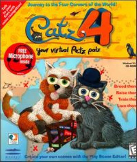 Catz 4 PC CD play w/ feline pet kittens animal computer cats sim game Windows