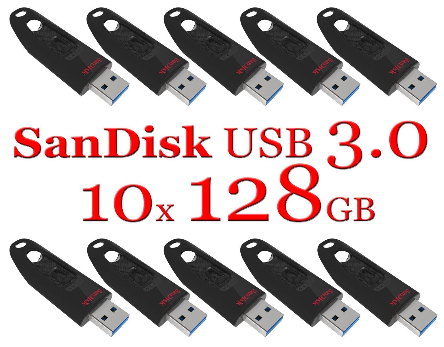 LOT 10x SanDisk 128GB Cruzer Ultra USB 3.0 Flash Drive SDCZ48-128G read 150 MB/s