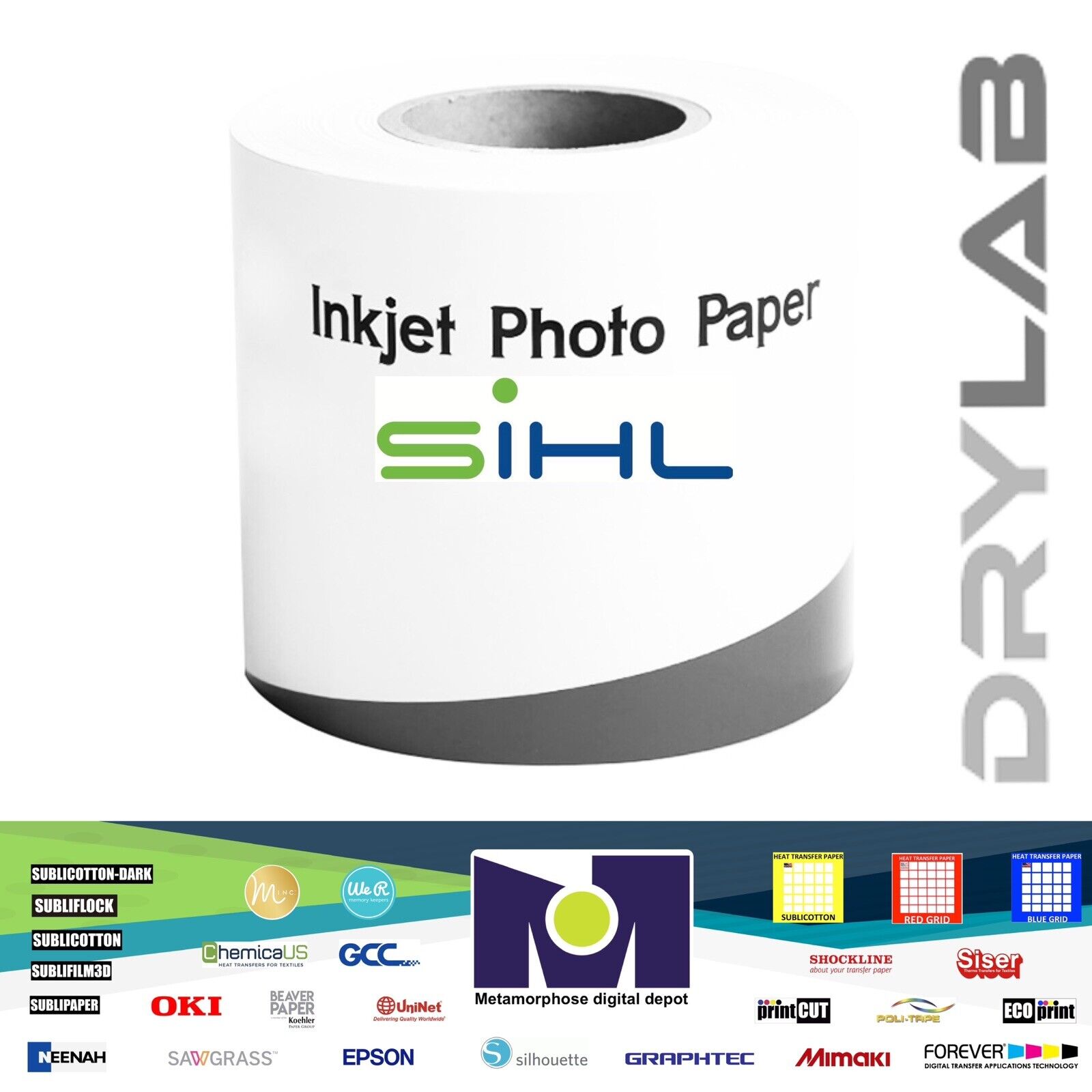 Sihl 4813 DRY LAB Photopaper SATIN 250 gsm Roll of 4in x 213ft Multi compatible