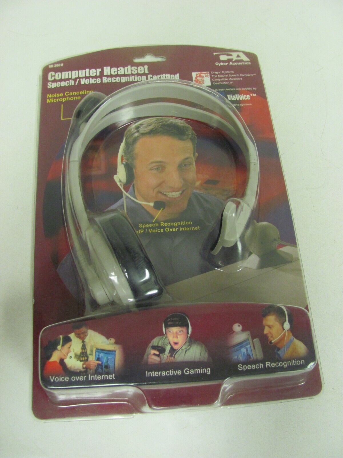 Vintage Cyber Acoustic Computer Headset Noise Canceling Microphone AC-300R