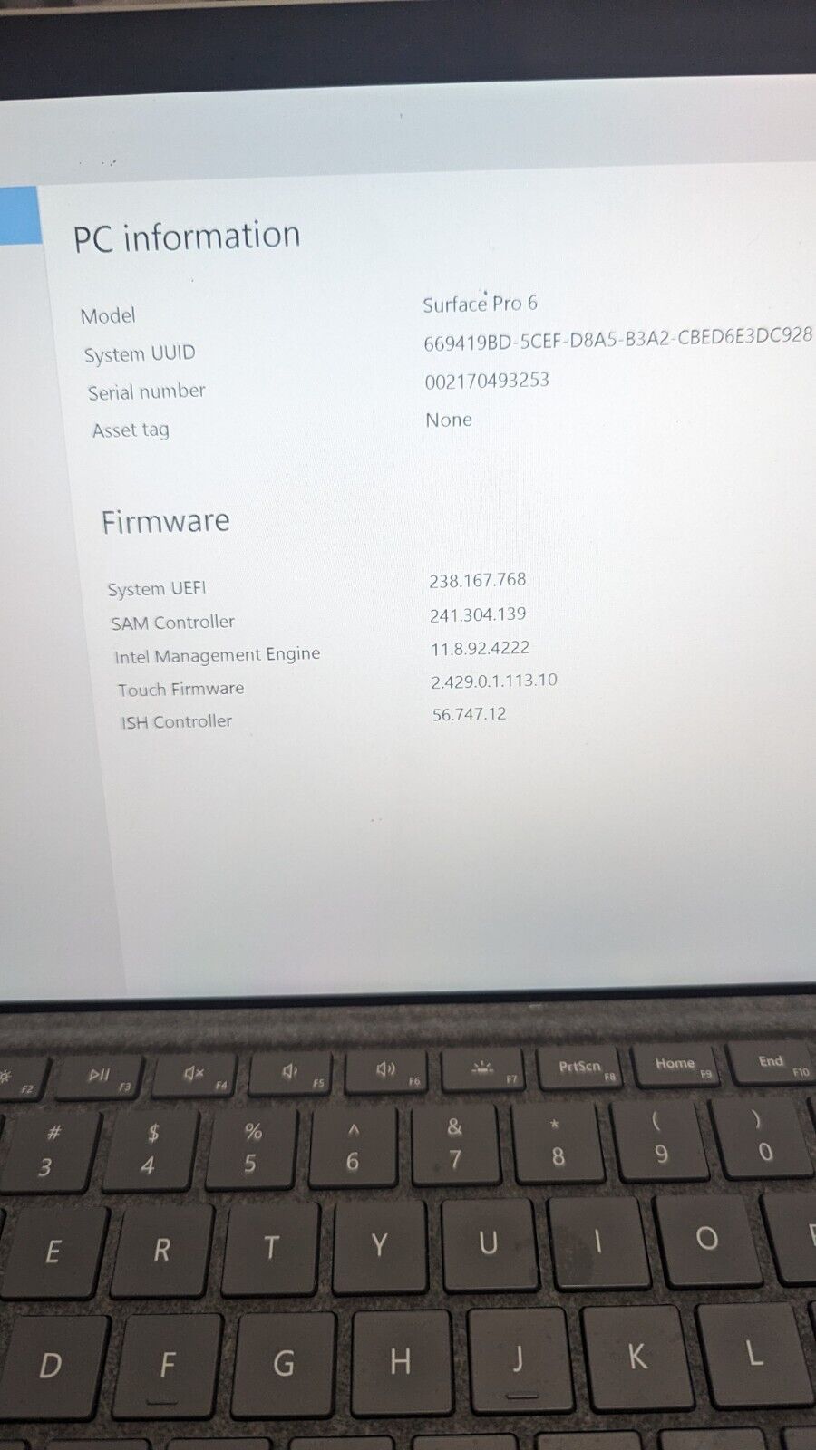 Surface Pro 6 1796 Tablet i5-8350U 1.7GHz 256GB SSD 16GB RAM Ubuntu 
