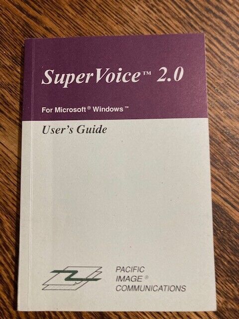 Vintage SuperVoice 2.0 for Microsoft Windows User's Guide Manual - 1994 MINT