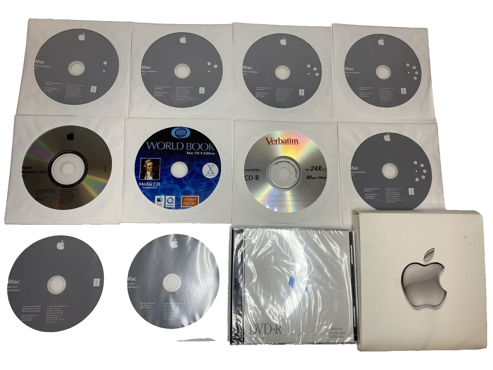 VTG 2002 Apple iMac OS X O9S9 9.2.2& 10.1.2 Install& Restore Set- 9 Discs+ DVD-R