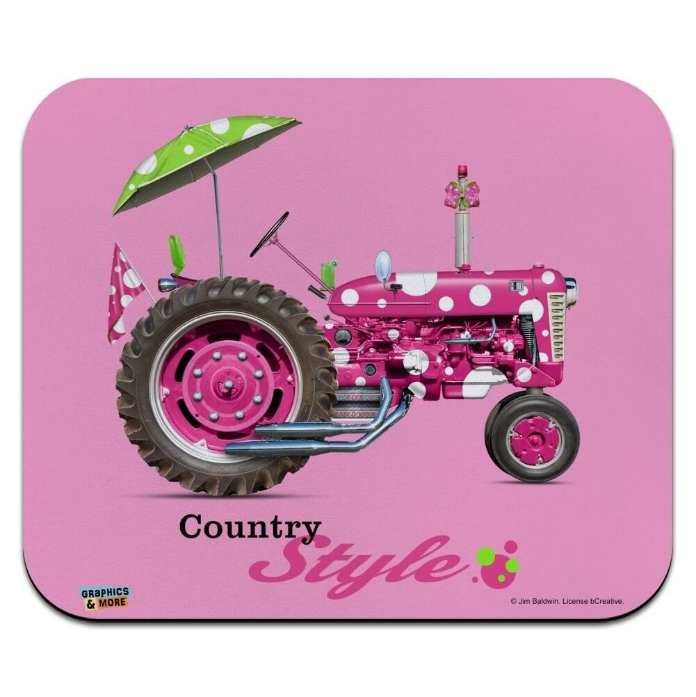 Farm Tractor Country Style Pink Farming Low Profile Thin Mouse Pad Mousepad