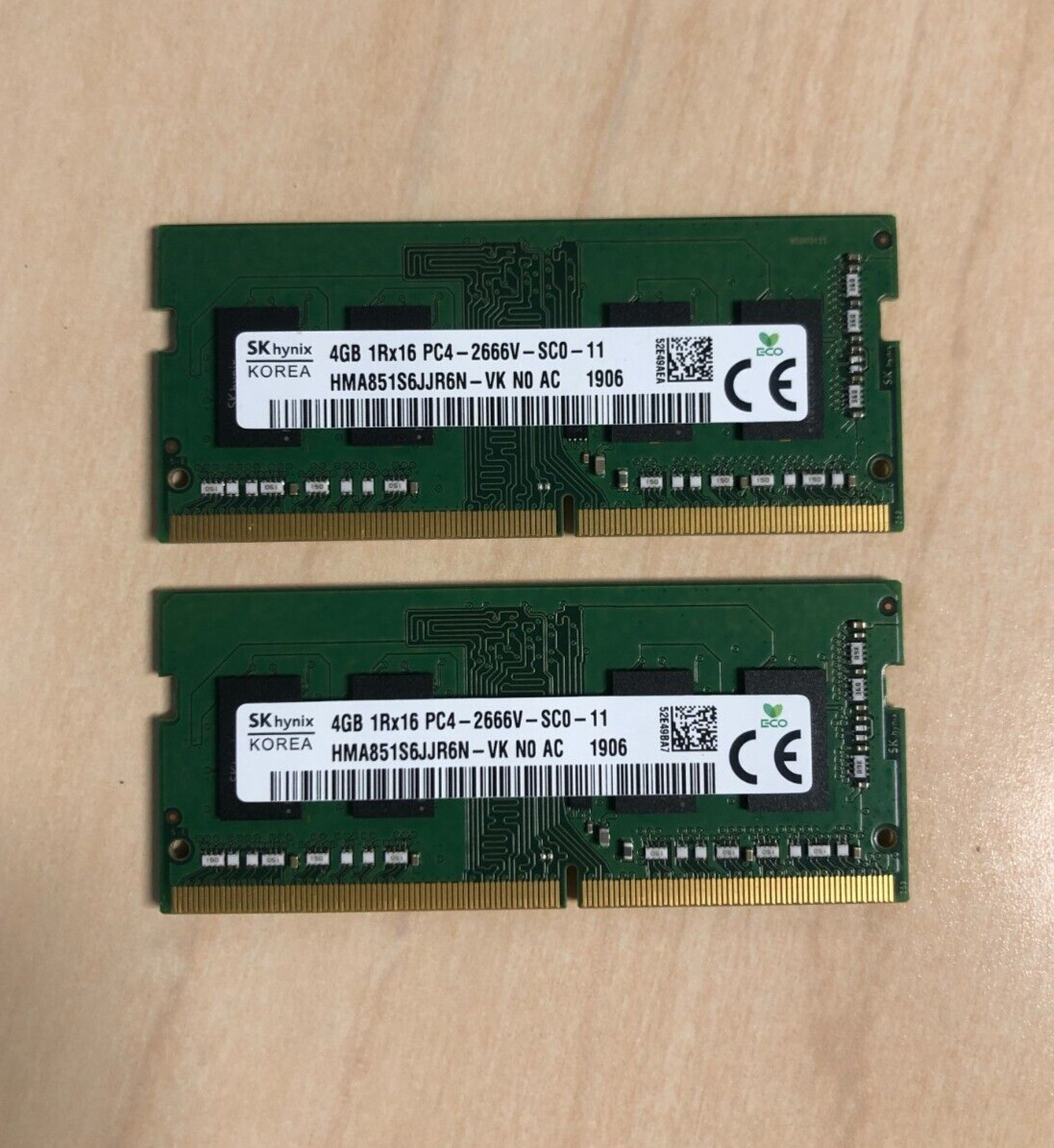 Lot of 10 SK hynix 8GB (2x4GB) DDR4 SODIMM 1Rx16 PC4-2666V COMPUTER MEMORY RAM