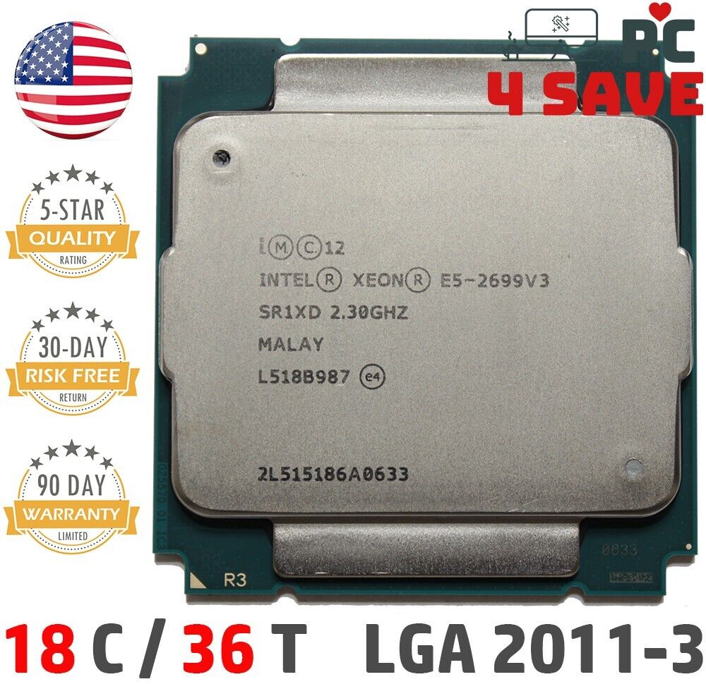 Intel Xeon E5-2699 V3 2.30GHz 18-Core LGA2011-3 45MB Server CPU Processor SR1XD