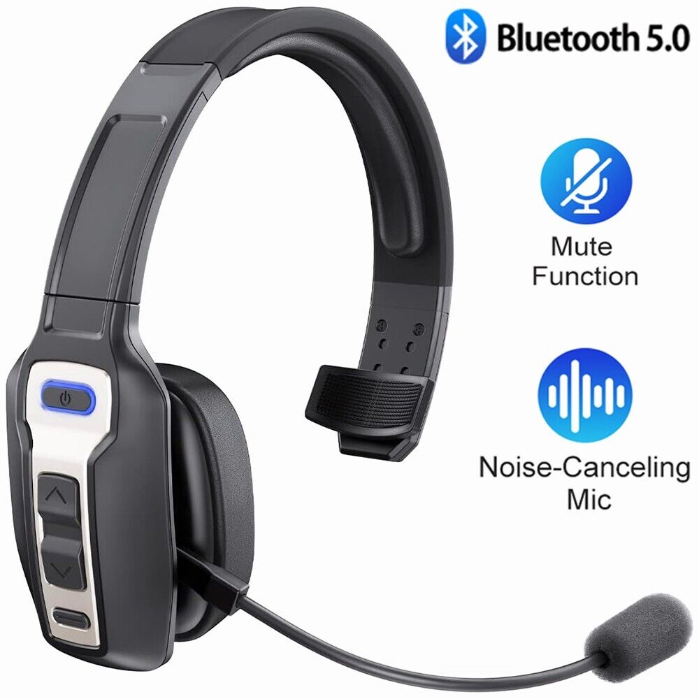 Trucker Bluetooth Headset with Mic Mute Key Noise Cancelling Wireless Headset