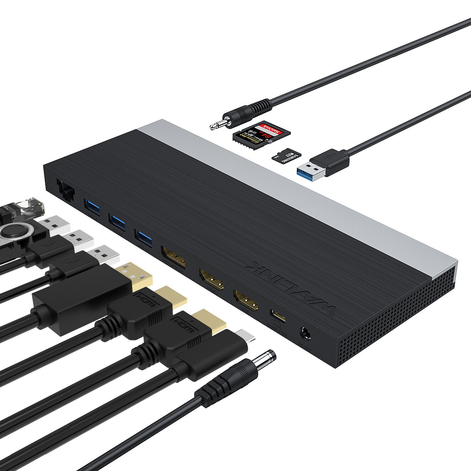 WAVLINK USB C Docking Station Triple Display w/ 100W Power Adapter 4K Displays