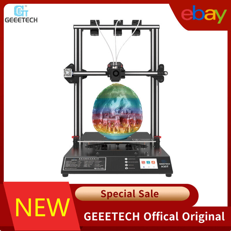 Large Geeetech A30T 3D Printer Triple Extruders 3 in 1 out Support Auto-Leveling
