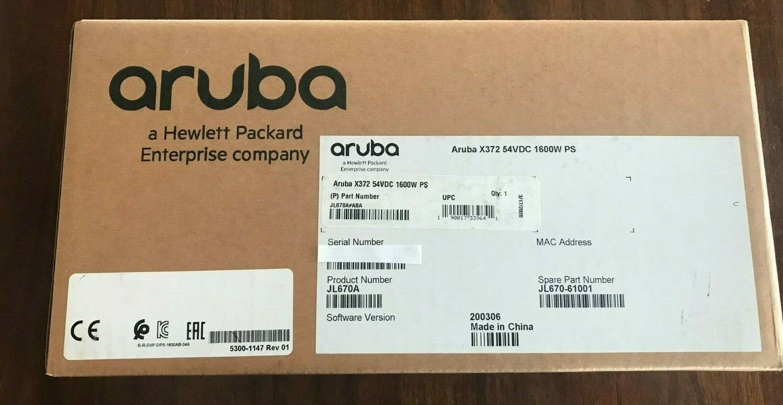 JL670A HPE Aruba X372 54VDC 1600W PS Brand new Sealed 19 availables ready toship