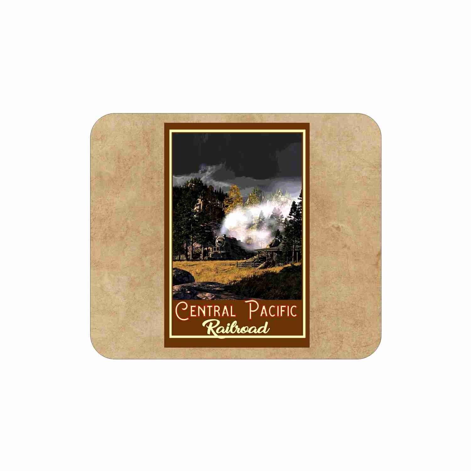 Central Pacific Railroad Travel Poster Standard Mouse Pad Vintage Trains