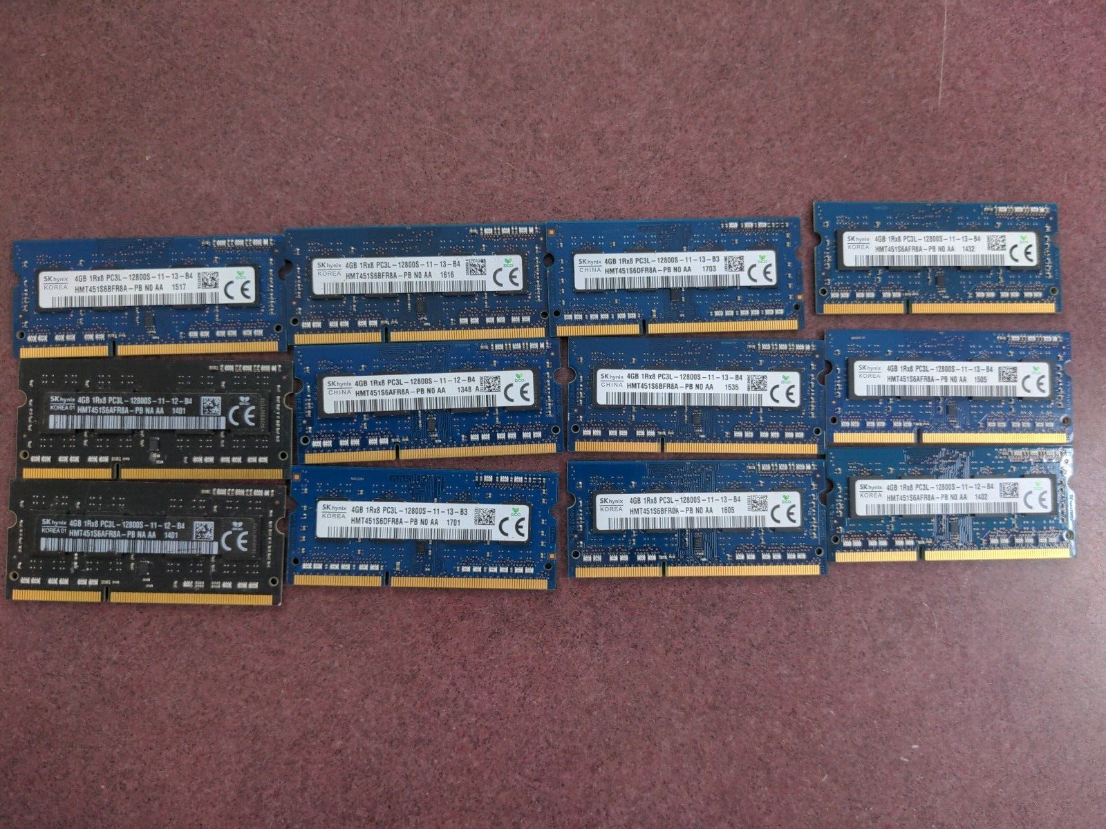 SK HYNIX 48GB (12x4GB) 1Rx8 PC3L-12800S DDR3 SODIMM Laptop Memory RAM