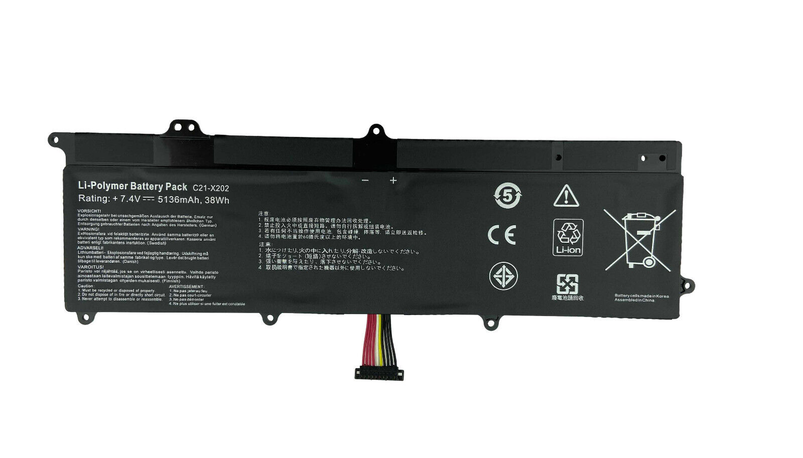 C21-X202 Battery for Asus Vivobook S200E X201 X201E X202 X202E Q200 Q200E 38Wh