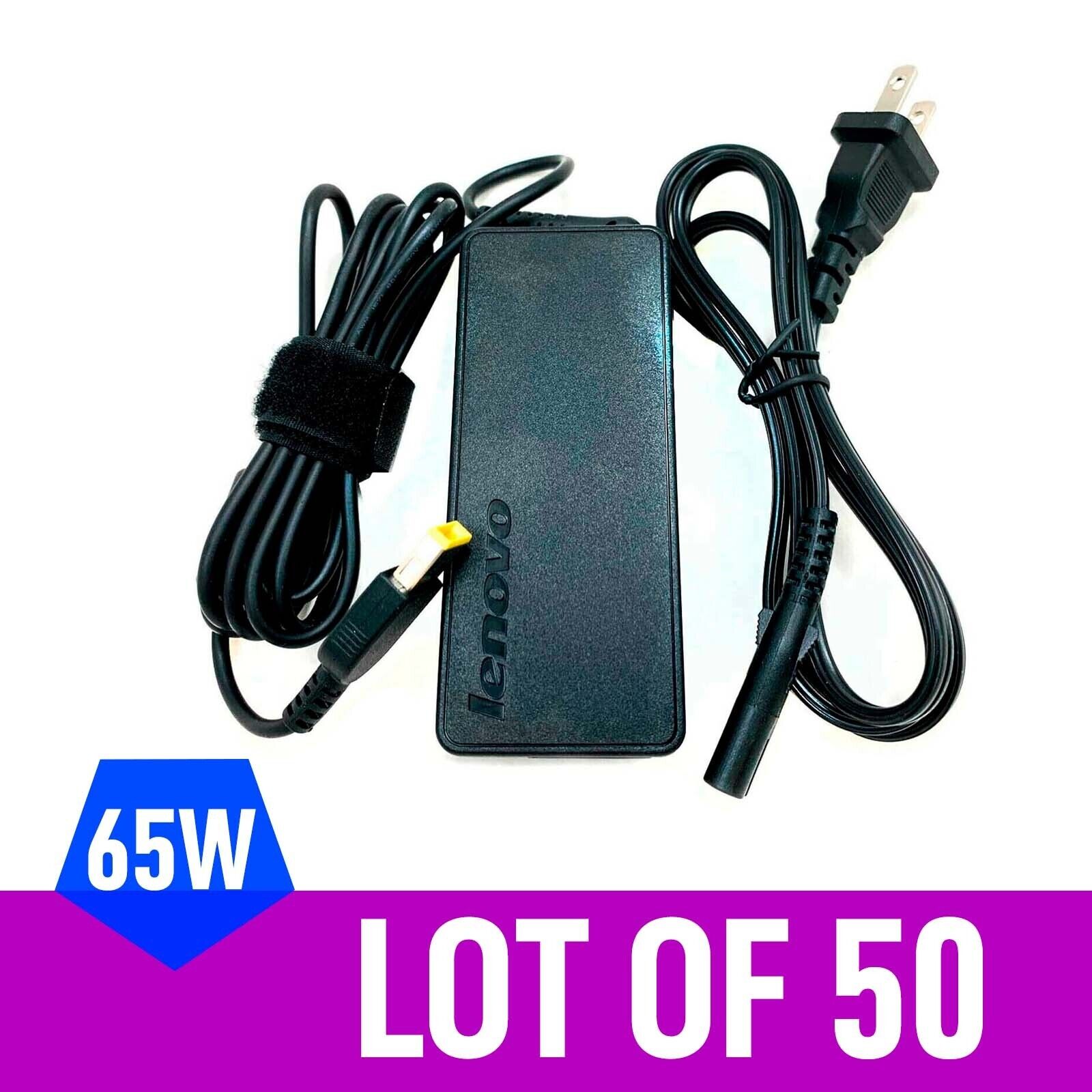 Lot of 50 OEM 65W Lenovo AC Power Adapter Charger 20V 3.25A Square Tip & Cord