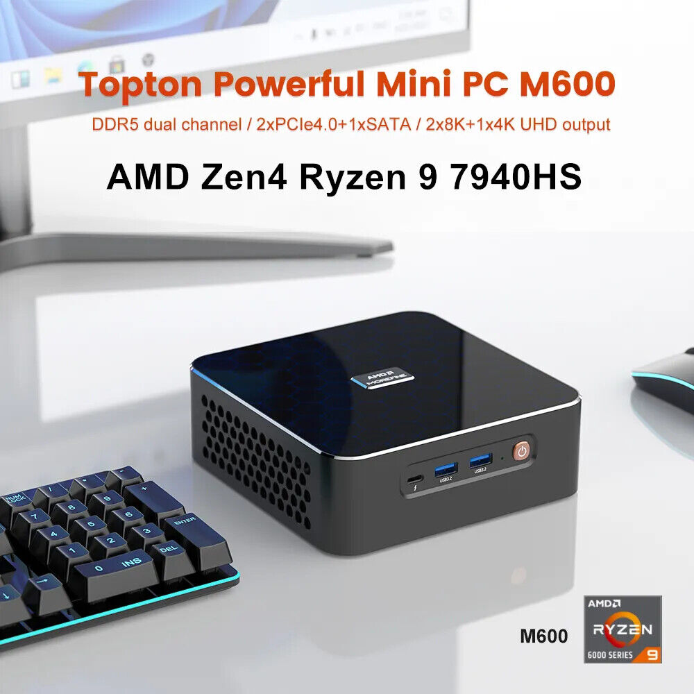 Morefine M600 Mini PC Gamer AMD Rzyen 9 7940HS 7 7840HS 7735HS 2xDDR5 2xPCIe4.0