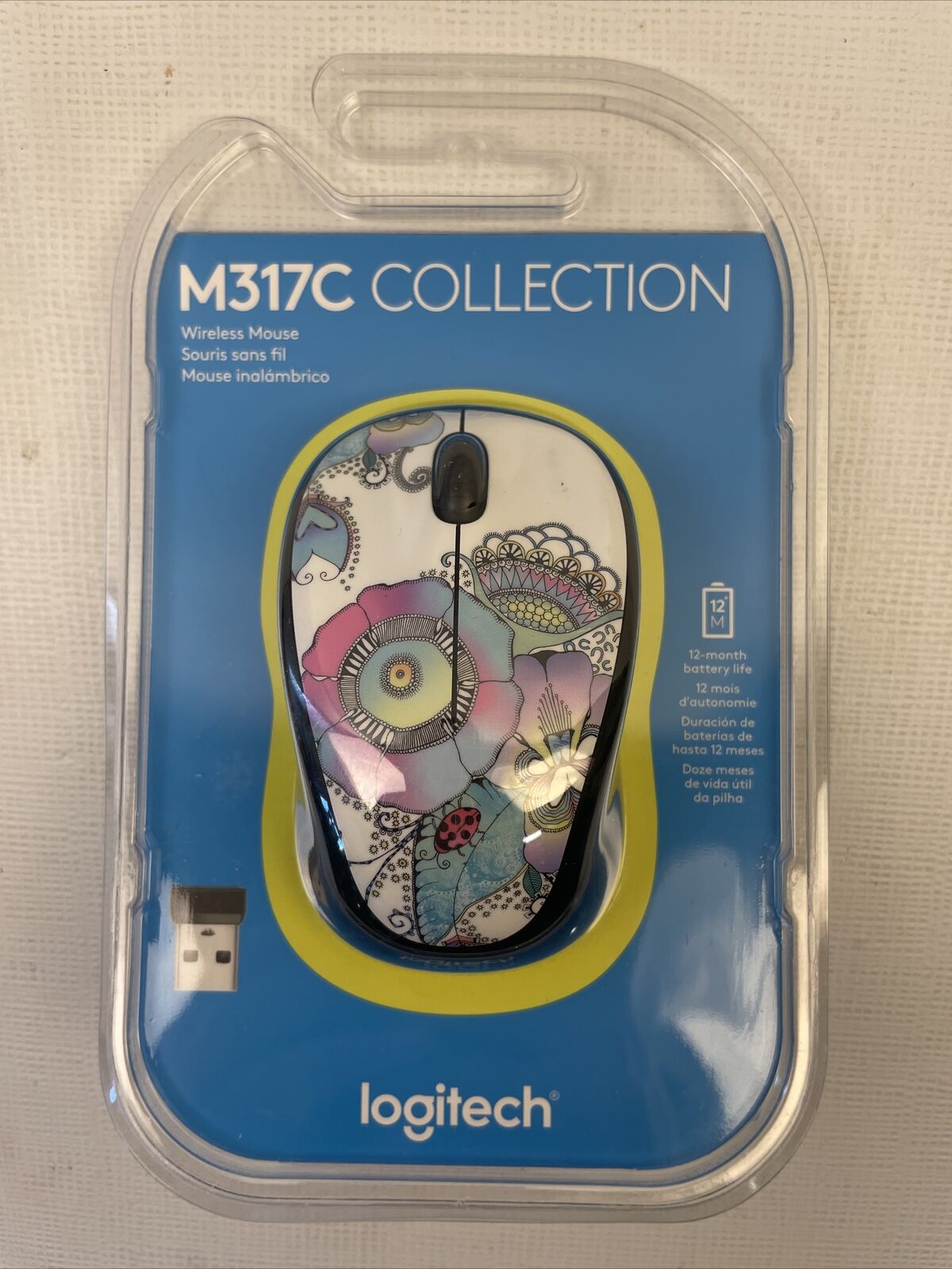 NEW Logitech Wireless Mouse M317 Lady on the Lily Floral Ladybug Factory Sealed