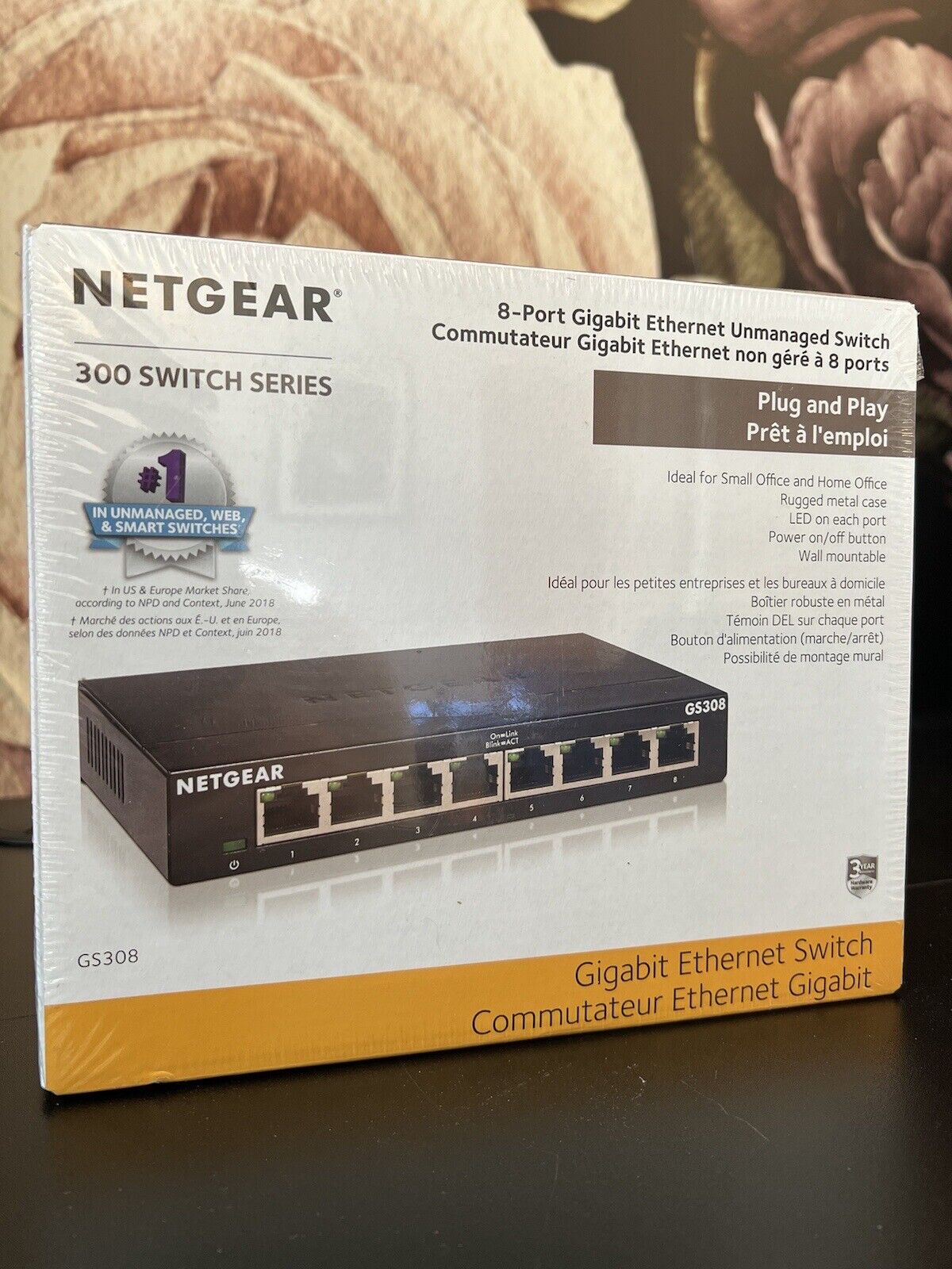 NETGEAR 8-port Gigabit Ethernet Unmanaged Switch w/ 4 Port PoE GS308P New Sealed