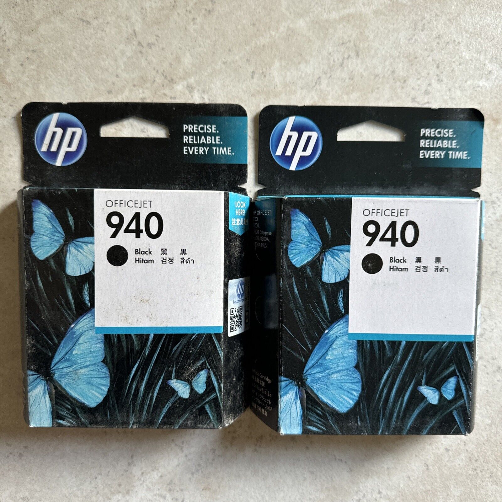 x2 New OEM HP 940 Black Ink 2 two pack lot twin C4902AN Exp16 Genuine Retail BOX