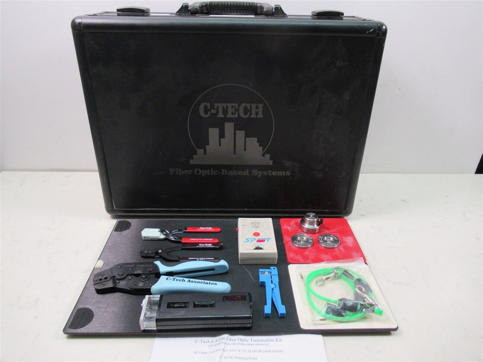 C-Tech Fiber Optic Tool Kit Strippers Crimpers SPOT Tester w/ Hard Case & More