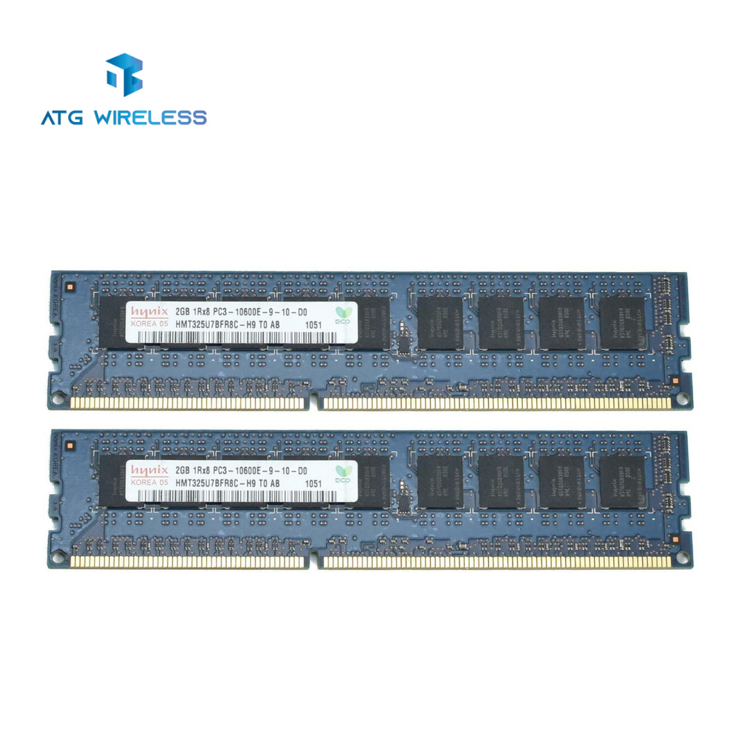 Lot of 2 Hynix 4GB (2x2GB) 1Rx8 PC3-10600E Server Ram