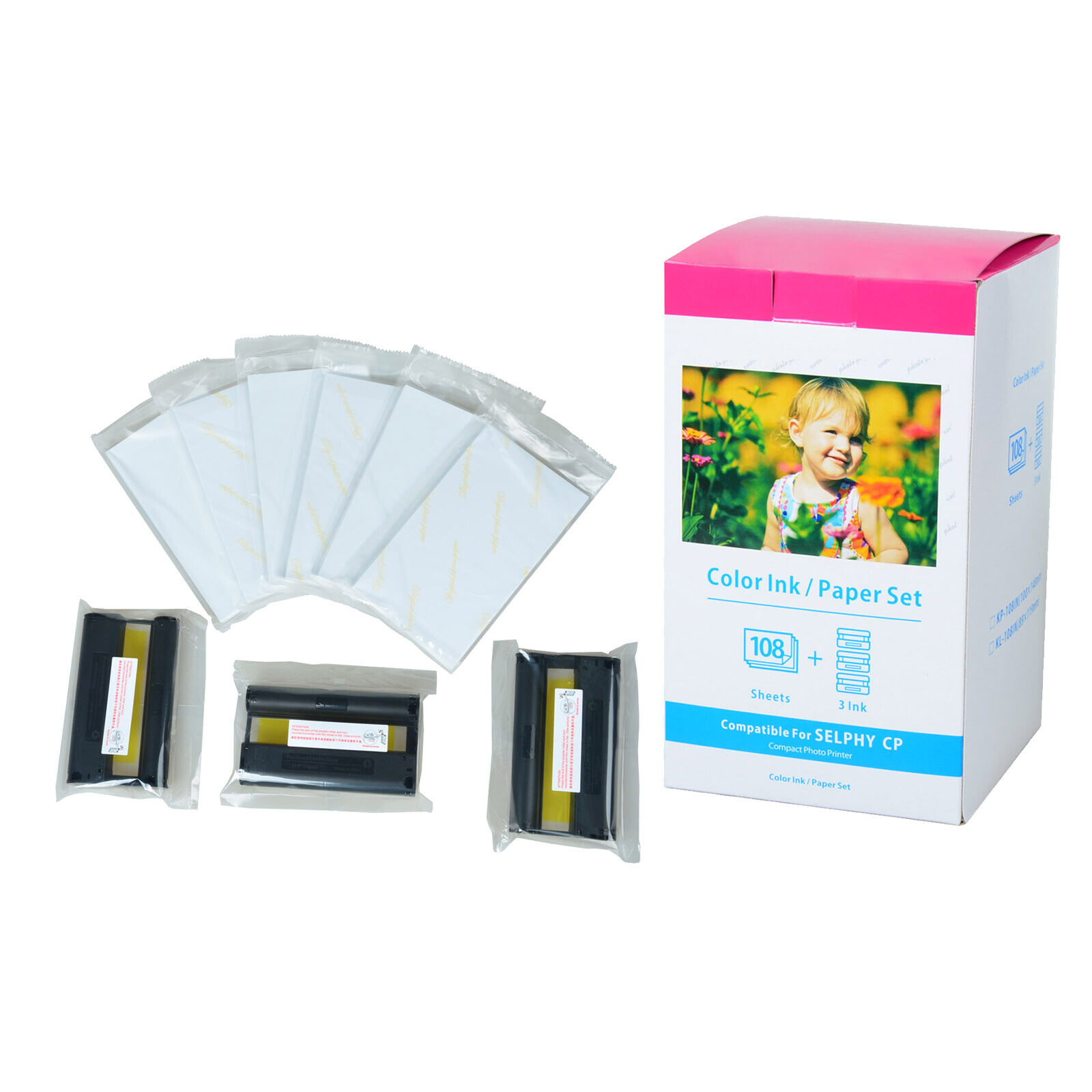 KP-108IN for Canon Selphy CP1300 CP400 CP910 CP910 1200 Photo Paper Ink 3 x6 Set