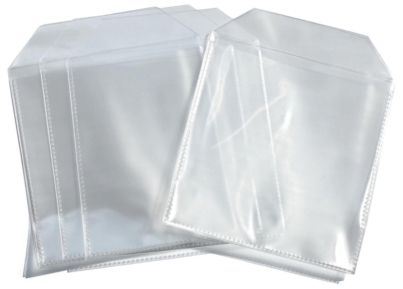 1000 CD DVD CPP Clear Plastic Sleeve with Flap Stitching on Borders 90 Microns