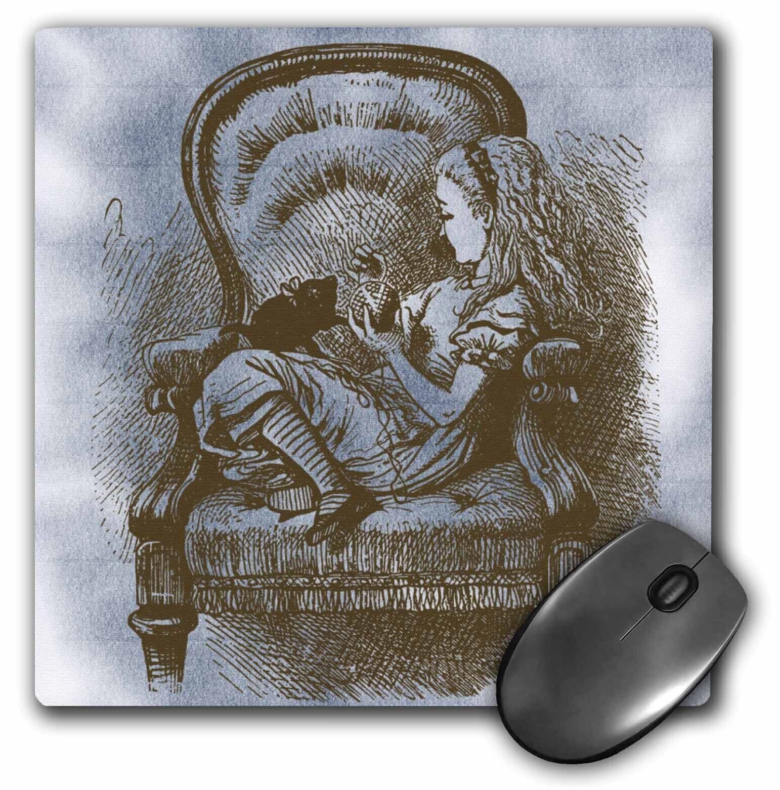 3dRose Alice in Chair with Cat Alice in Wonderland Vintage MousePad