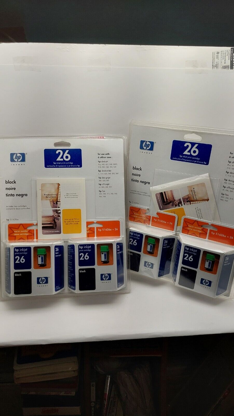 (2) HP inkjet 26 Printing Fun Kit 2002 Unopened/Expired 2 Ink Cartridges Vintage