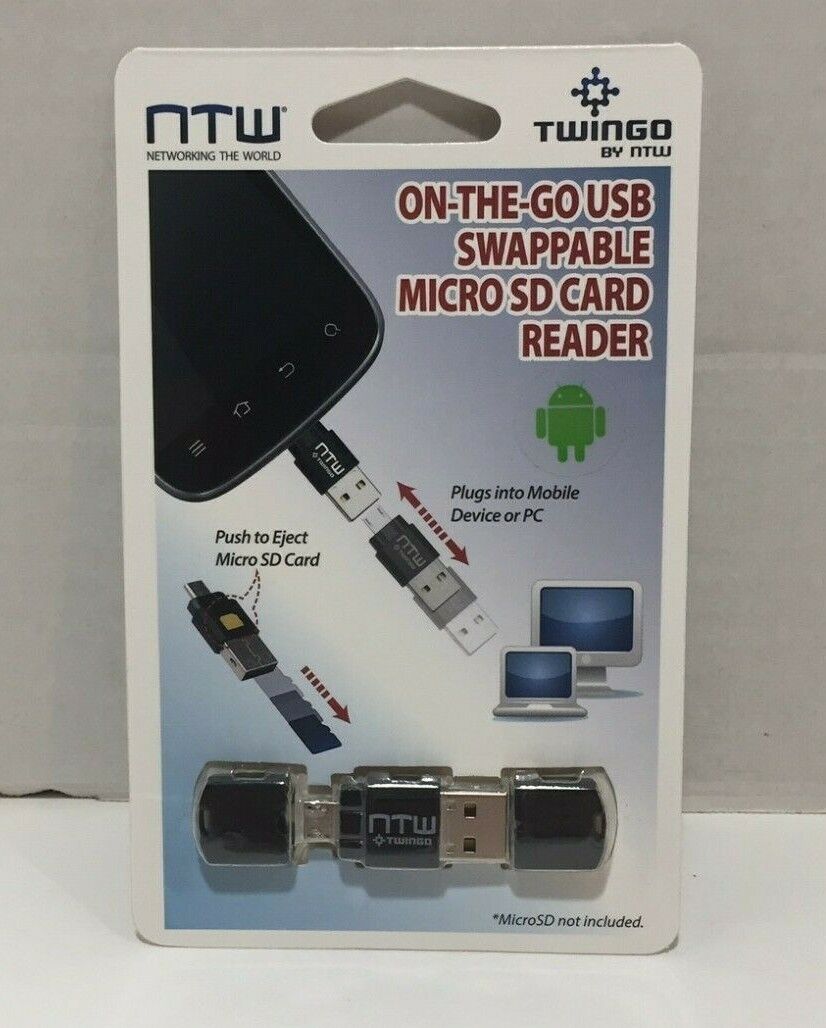 Twingo by NTW - Twin USB On-the-Go Swappable Micro SD Card Reader, USB and Micro
