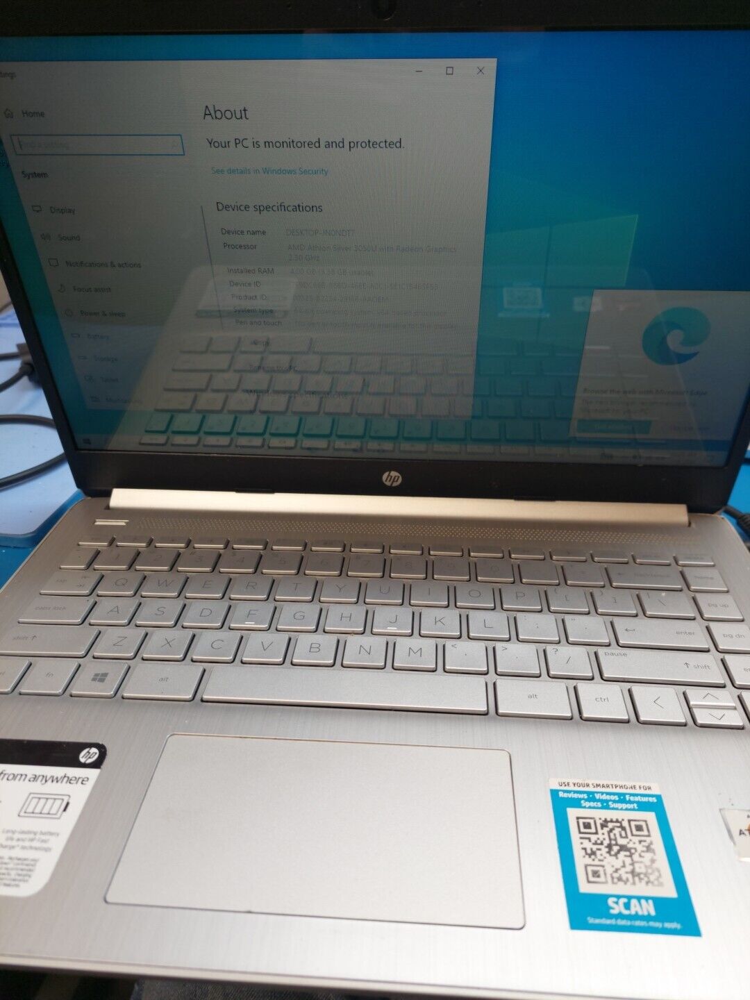HP 14-fq0051nr USED Laptop. 256gb Nvme 4GB Ram Windows 10