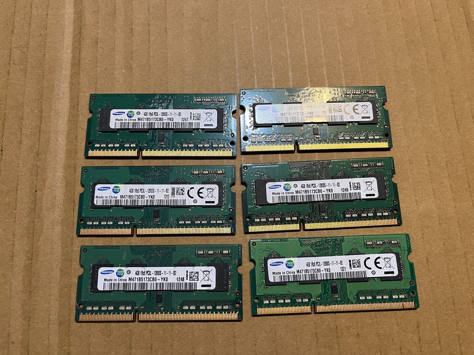 LOT OF 6 SAMSUNG 4GB PC3L-12800S DDR3-1600MHZ 1RX8 M471B5173CB0-YK0 VB-1(19