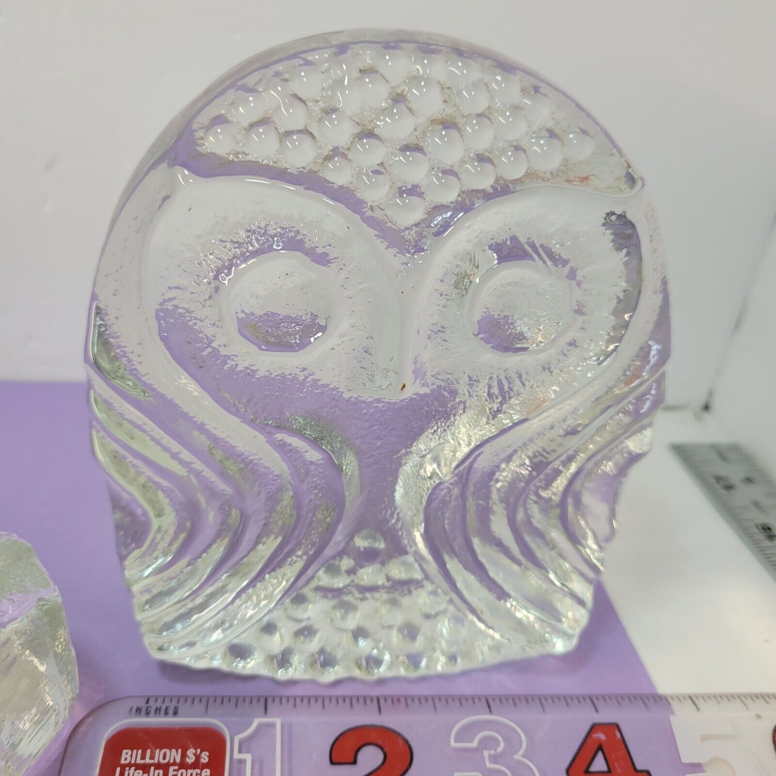 Large. Glass and very heavy Owl book ends