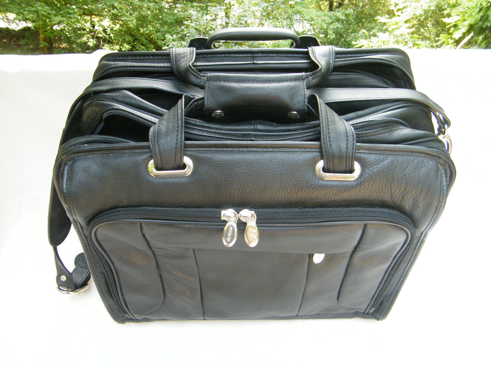 McKlein S Series (?) Black Leather Laptop Rolling (Removable) Briefcase