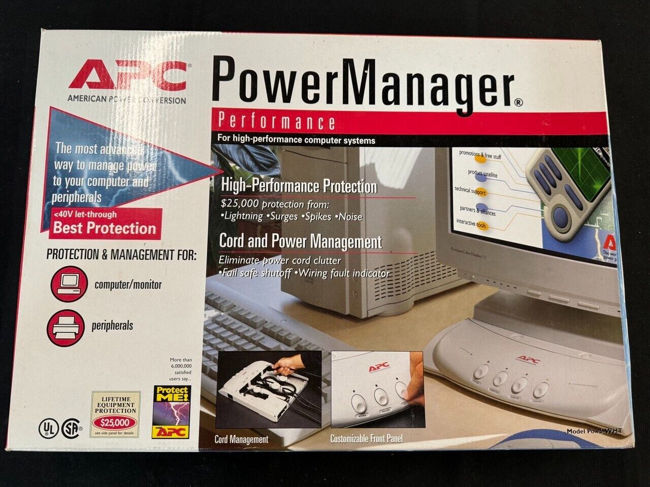 APC Pow6 Under Monitor Power Manager Surge Protector NOS