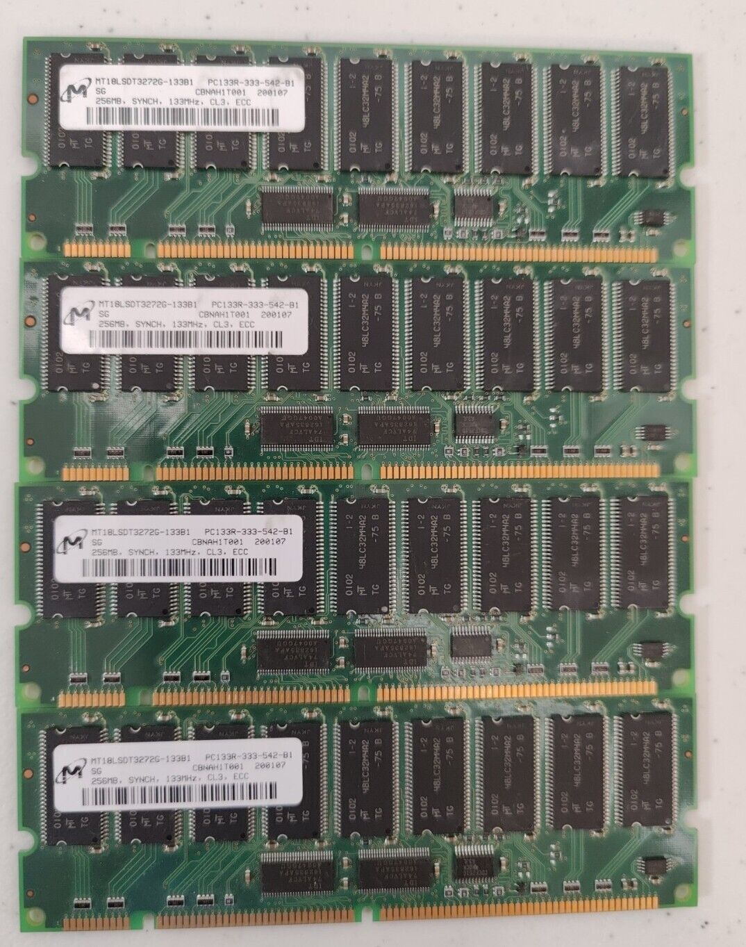 Micron 256MB 133Mhz PC133 ECC Server Memory MT18LSDT3272G-133B1 Lot Of 4