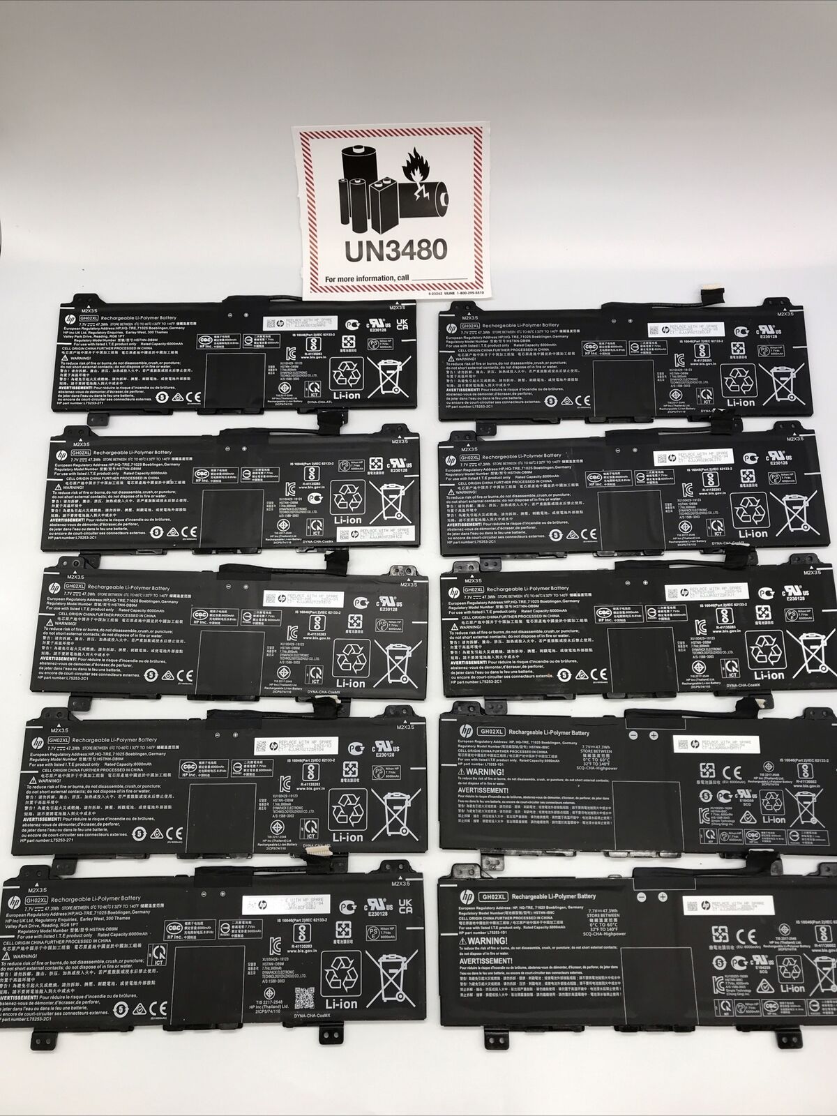 HP GH02XL 11A Chromebook Li-ion Battery G7 G8 x360 Series L75253-271 - Lot of 10