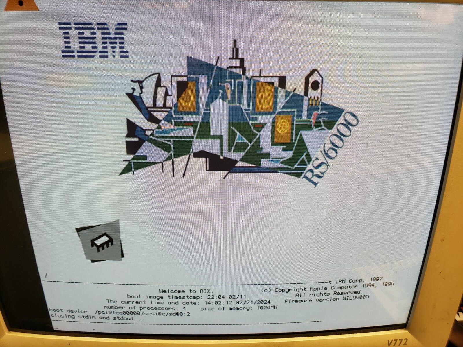 Vintage IBM RS/6000 7025 Motherboard Quad CPU 1GB MEM Combo 41L5106 TESTED